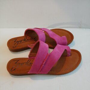 Zodiac Yuma Pink Leather Lady Toe Loop Side Sandal 7.5